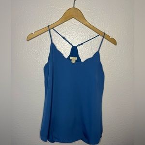 J. Crew blue Scallop V- Neck Spagettu strap top with lining size 00